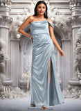 Jaden A-line One Shoulder Floor-Length Stretch Satin Bridesmaid Dress STKP0025725