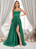 Adrienne A-line Sweetheart Sweep Train Satin Prom Dresses STKP0025846