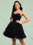 Alessandra Ball-Gown/Princess Scoop Short Tulle Homecoming Dress With Pleated Ruffle STKP0025648