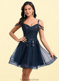 Rachael A-line V-Neck Short Tulle Lace Homecoming Dress With Sequins STKP0025642