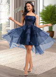 Journey Ball-Gown/Princess Straight Asymmetrical Organza Homecoming Dress With Sequins Appliques Lace STKP0025652