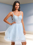 Erin Ball-Gown/Princess Scoop Short Tulle Homecoming Dress With Appliques Lace STKP0025659