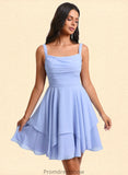 Jaylynn A-line Scoop Short Chiffon Homecoming Dress With Pleated STKP0025654