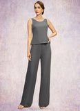 Daniela Jumpsuit/Pantsuit Separates Scoop Floor-Length Chiffon Mother of the Bride Dress STKP0021940