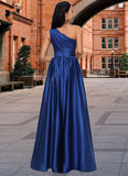 Raina Ball-Gown/Princess One Shoulder Floor-Length Satin Prom Dresses STKP0022201