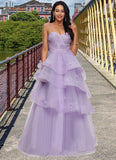 Kristen Ball-Gown/Princess Sweetheart Floor-Length Tulle Prom Dresses With Beading Sequins STKP0022204