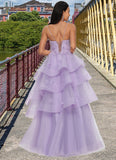 Kristen Ball-Gown/Princess Sweetheart Floor-Length Tulle Prom Dresses With Beading Sequins STKP0022204