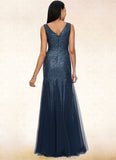 Shayna Sheath/Column V-Neck Floor-Length Sequin Prom Dresses STKP0022218