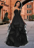 Andrea Ball-Gown/Princess Sweetheart Floor-Length Tulle Prom Dresses With Appliques Lace Sequins STKP0022220