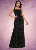 Regina Sheath/Column Scoop Floor-Length Sequin Prom Dresses STKP0022228