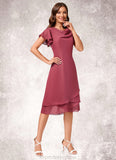 Leah A-line Cowl Knee-Length Chiffon Cocktail Dress With Ruffle STKP0022243