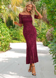 Clarissa Boat Neck Elegant Trumpet/Mermaid Lace Maxi Dresses STKP0022251