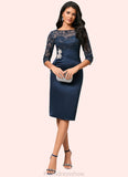 Maya Bodycon Scoop Knee-Length Lace Satin Cocktail Dress With Sequins STKP0022295