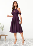 Shayna A-line Cold Shoulder Scoop Knee-Length Chiffon Cocktail Dress With Ruffle STKP0022302