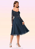 Litzy A-line One Shoulder Knee-Length Chiffon Lace Sequin Cocktail Dress With Sequins STKP0022310