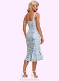 Liliana Flower Jacquard Square Elegant Sheath/Column Jacquard Asymmetrical Dresses STKP0022332