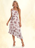 Addisyn Floral Print Asymmetrical Elegant A-line Chiffon Asymmetrical Dresses STKP0022338