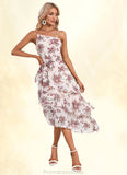 Addisyn Floral Print Asymmetrical Elegant A-line Chiffon Asymmetrical Dresses STKP0022338