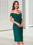 Roselyn Sheath/Column Off the Shoulder Knee-Length Chiffon Cocktail Dress With Ruffle STKP0022340