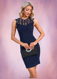 Leia Flower Illusion Elegant Sheath/Column Polyester Dresses STKP0022395