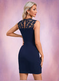 Leia Flower Illusion Elegant Sheath/Column Polyester Dresses STKP0022395