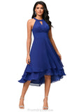 Amiyah A-line Scoop Asymmetrical Chiffon Cocktail Dress With Pleated STKP0022410