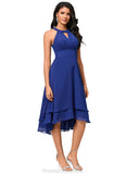 Amiyah A-line Scoop Asymmetrical Chiffon Cocktail Dress With Pleated STKP0022410