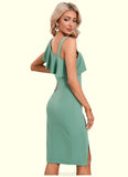 Angel Cascading Ruffles Asymmetrical Elegant Sheath/Column Polyester Midi Dresses STKP0022411