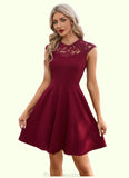 Kaylen Appliques Lace Scoop Elegant A-line Polyester Mini Dresses STKP0022418