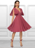 Mariam A-line V-Neck Knee-Length Chiffon Cocktail Dress With Pleated STKP0022429