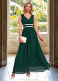 Kate Beading Ruffle V-Neck Elegant A-line Chiffon Maxi Dresses STKP0022431