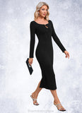 Emilie Rhinestone Square Elegant Bodycon Jersey Midi Dresses STKP0022464