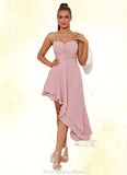 Susan Ruffle Sweetheart Elegant A-line Polyester Asymmetrical Dresses STKP0022477