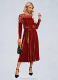 Jane Scoop Elegant A-line Velvet Dresses STKP0022496