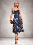 Cornelia Floral Print Cowl Elegant A-line Satin Dresses STKP0022508