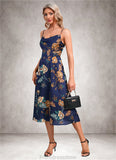 Cornelia Floral Print Cowl Elegant A-line Satin Dresses STKP0022508