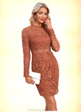 Mabel Scoop Elegant Sheath/Column Lace Mini Dresses STKP0022517