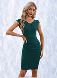 Esmeralda Ruffle V-Neck Elegant Sheath/Column Polyester Midi Dresses STKP0022552