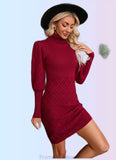 Tracy High Neck Elegant Bodycon Cotton Blends Mini Dresses STKP0022559