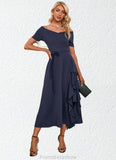 Willa V-Neck Elegant A-line Cotton Blends Midi Dresses STKP0022561