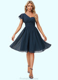 Marlene A-line One Shoulder Knee-Length Chiffon Bridesmaid Dress With Ruffle STKP0022583