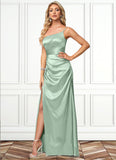 Aryanna A-line One Shoulder Asymmetrical Stretch Satin Bridesmaid Dress STKP0022585