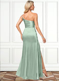 Aryanna A-line One Shoulder Asymmetrical Stretch Satin Bridesmaid Dress STKP0022585