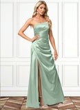 Aryanna A-line One Shoulder Asymmetrical Stretch Satin Bridesmaid Dress STKP0022585