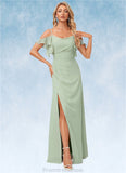 Kayden A-line Cold Shoulder Floor-Length Chiffon Bridesmaid Dress With Ruffle STKP0022586