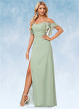 Kayden A-line Cold Shoulder Floor-Length Chiffon Bridesmaid Dress With Ruffle STKP0022586