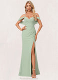 Marley Trumpet/Mermaid V-Neck Floor-Length Chiffon Bridesmaid Dress STKP0022587