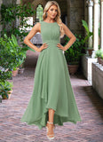 Alia A-line Scoop Asymmetrical Chiffon Bridesmaid Dress STKP0022589