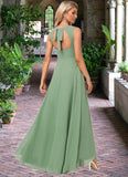 Alia A-line Scoop Asymmetrical Chiffon Bridesmaid Dress STKP0022589