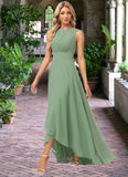 Alia A-line Scoop Asymmetrical Chiffon Bridesmaid Dress STKP0022589